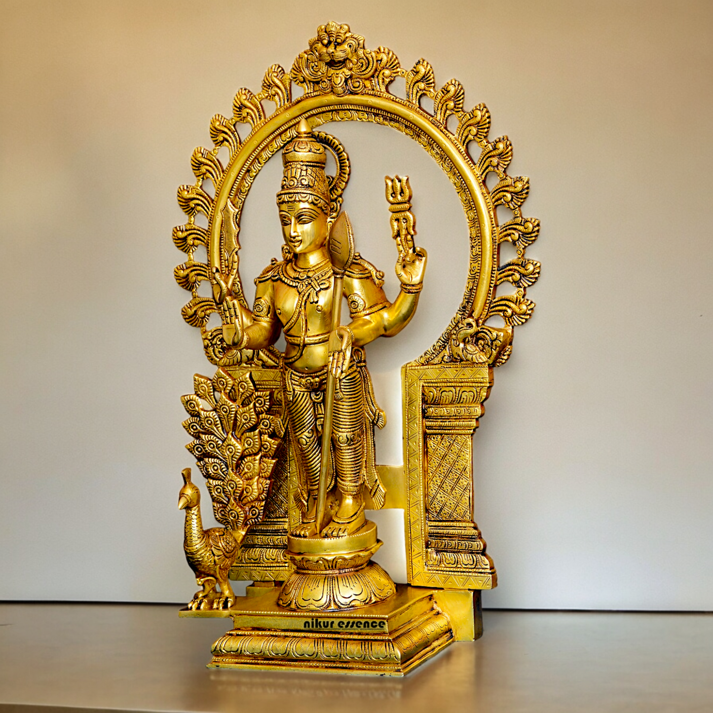 Shop Brass Murugan Kartikeya with Peacock idol - 22 inches Nikuressence