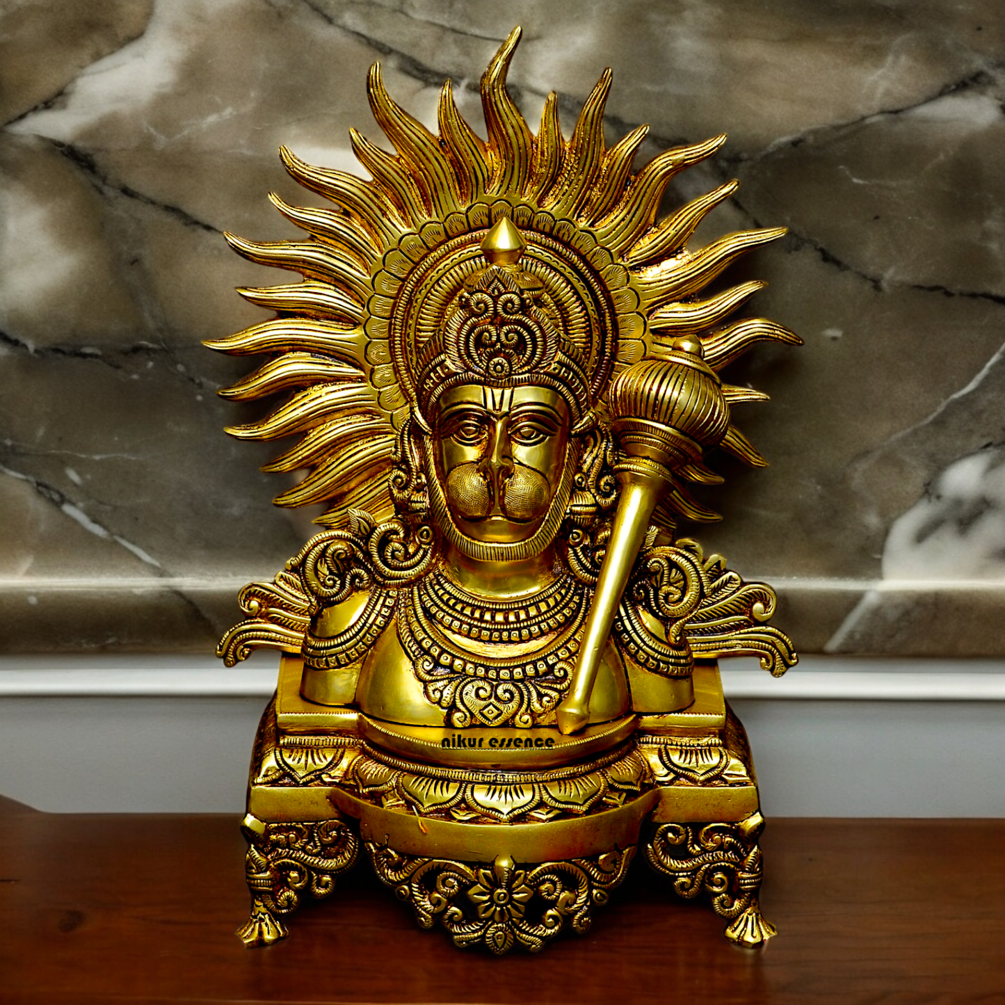 Shop Solid Brass Hanuman with Gada Idol - 14.567 inches Nikuressence