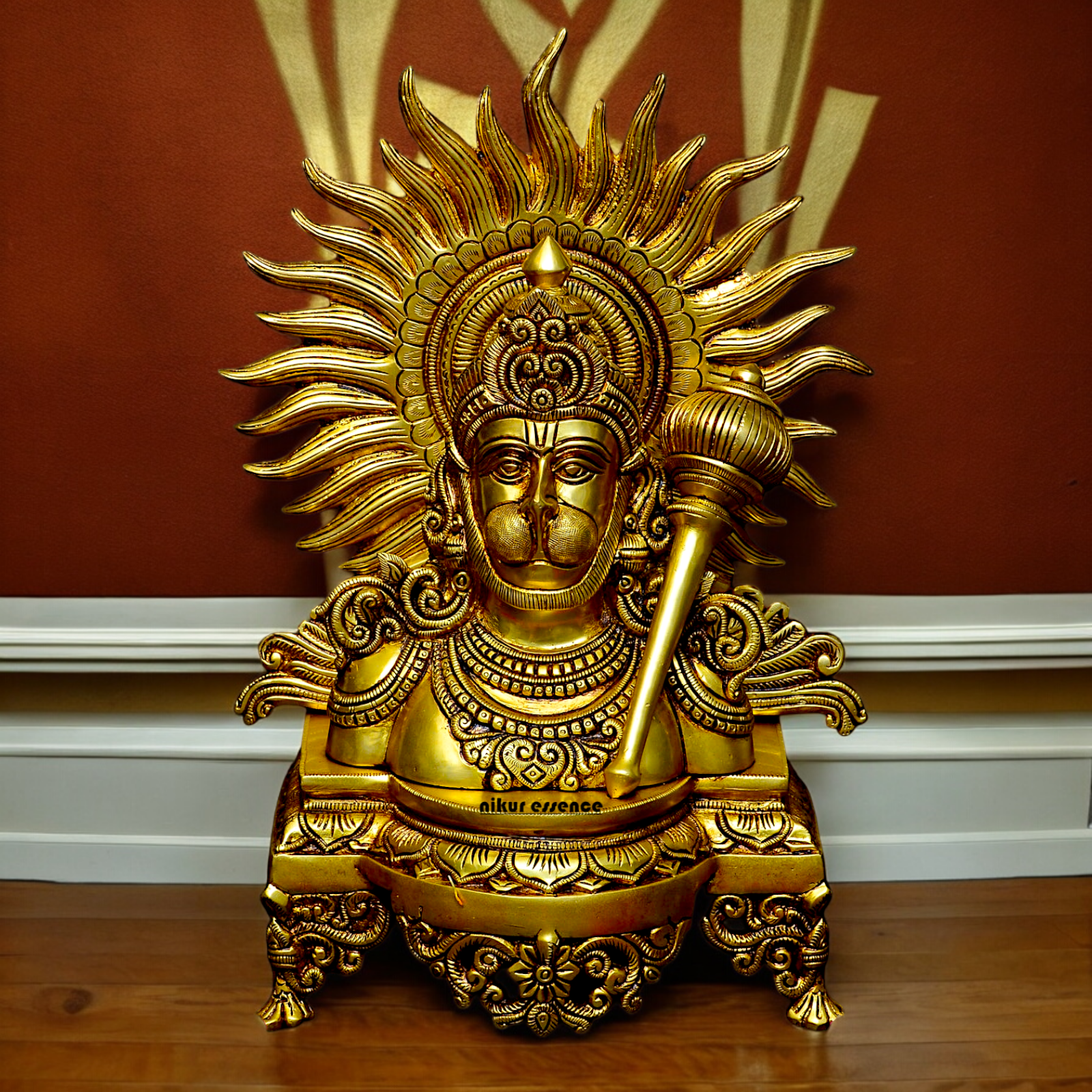 Shop Solid Brass Hanuman with Gada Idol - 14.567 inches Nikuressence