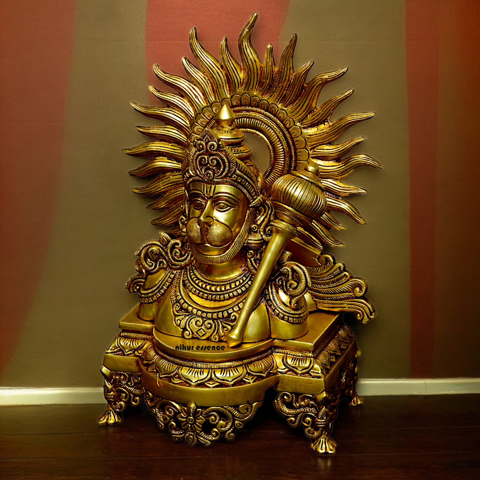 Shop Solid Brass Hanuman with Gada Idol - 14.567 inches Nikuressence