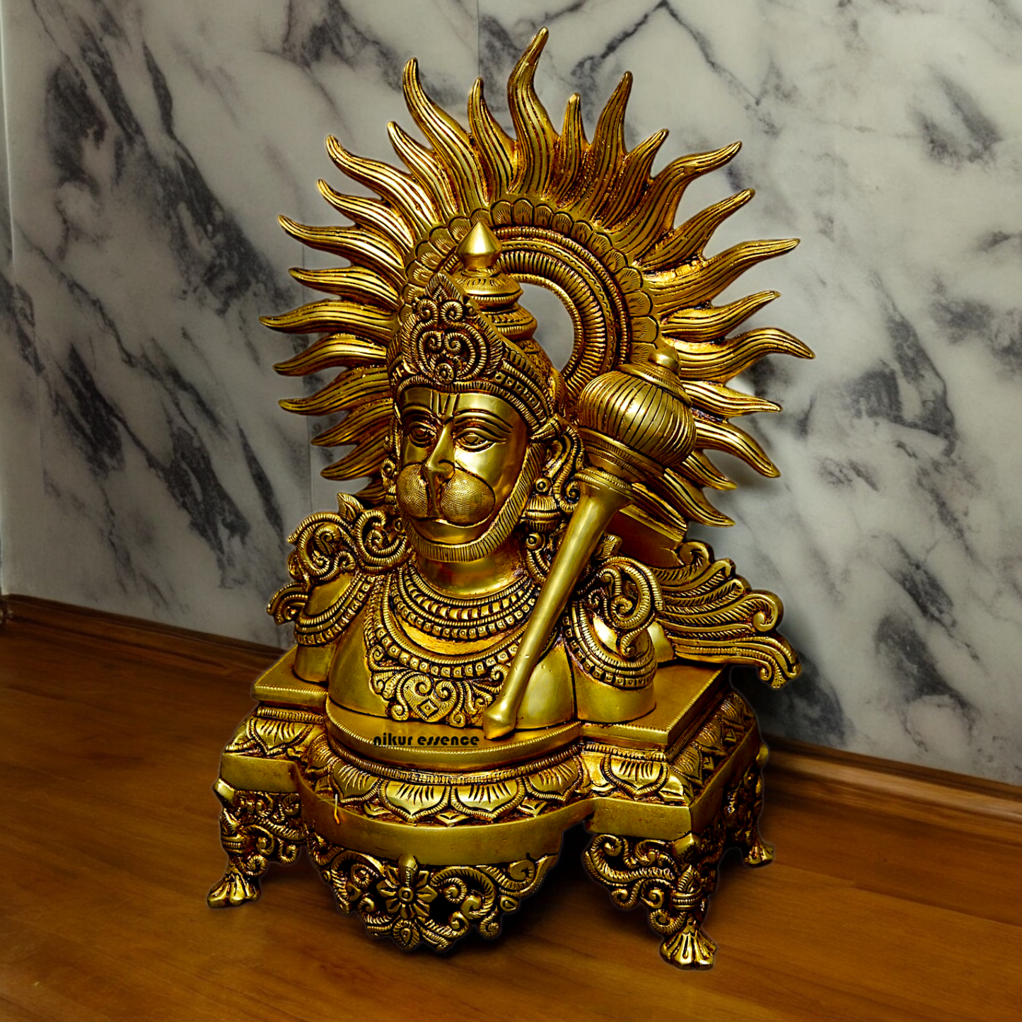 Shop Solid Brass Hanuman with Gada Idol - 14.567 inches Nikuressence