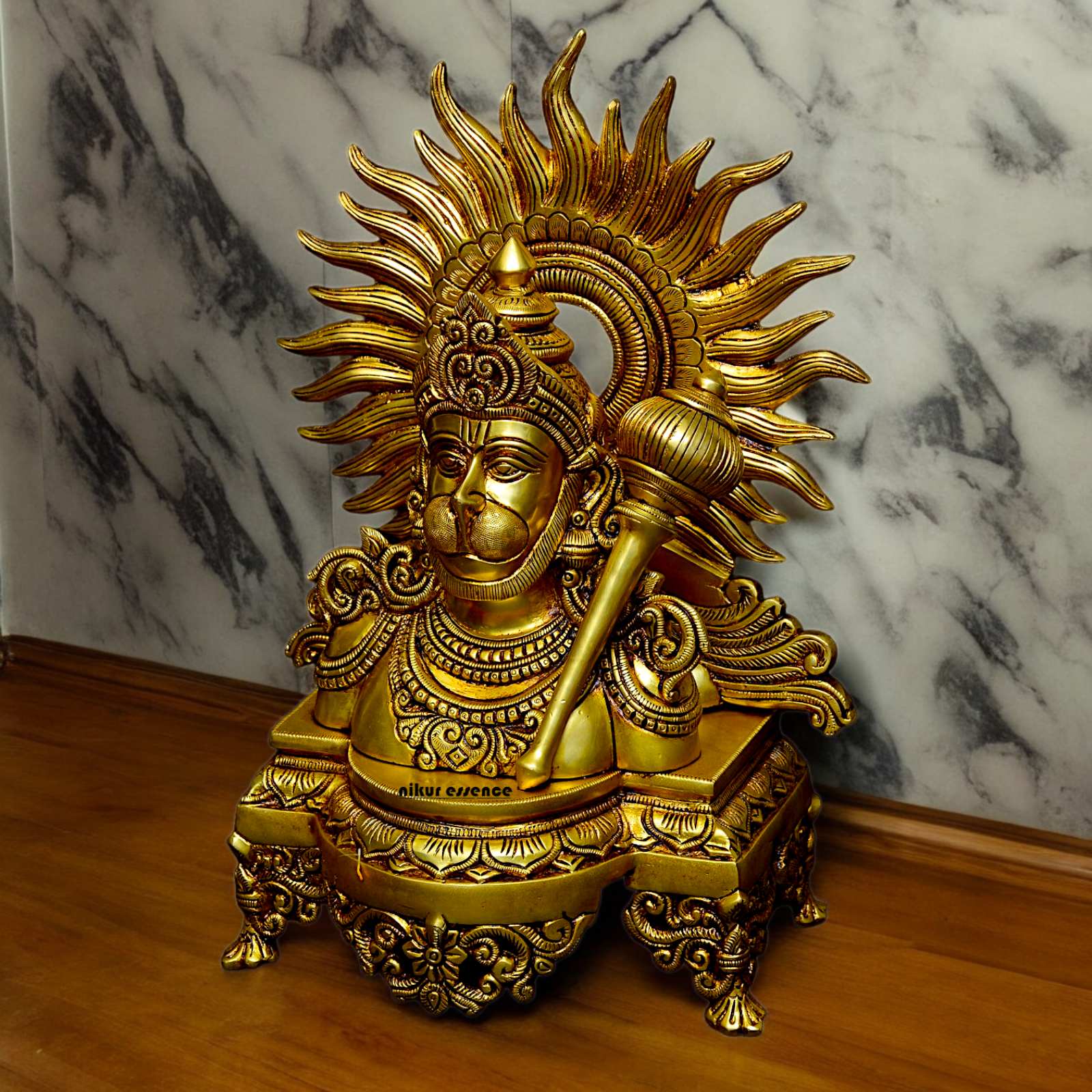 Shop Solid Brass Hanuman with Gada Idol - 14.567 inches Nikuressence