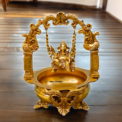 Shop Solid Brass Ganesh Urli - 9.5 inches Nikuressence