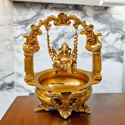 Shop Solid Brass Ganesh Urli - 9.5 inches Nikuressence