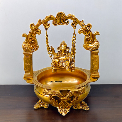 Shop Solid Brass Ganesh Urli - 9.5 inches Nikuressence