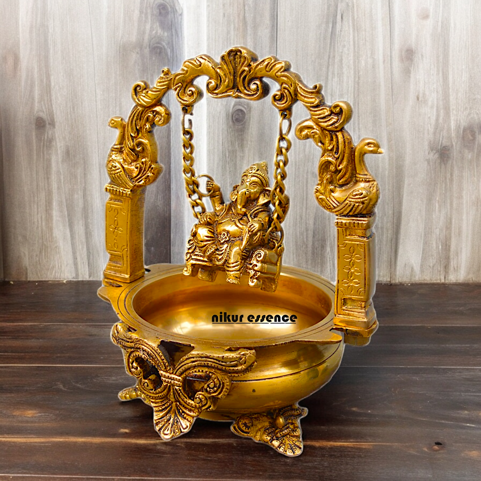 Shop Solid Brass Ganesh Urli - 9.5 inches Nikuressence