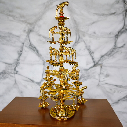 Solid Brass Parrot Diya Vilakku - 37 inches Nikuressence