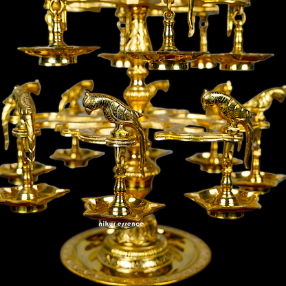 Solid Brass Parrot Diya Vilakku - 37 inches Nikuressence