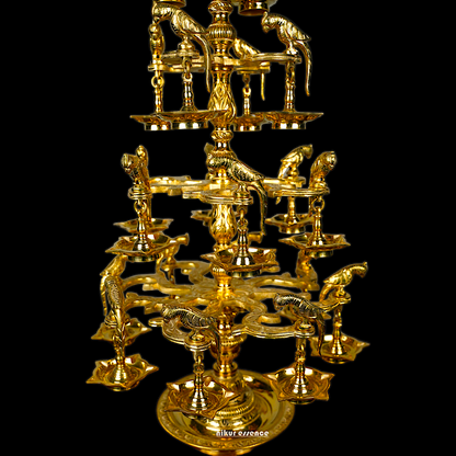 Solid Brass Parrot Diya Vilakku - 37 inches Nikuressence