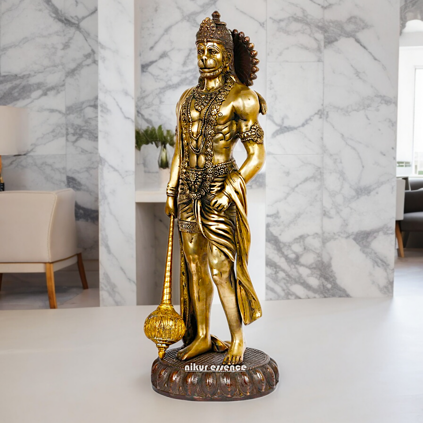 Large Brass Hanuman Monkey God Statue - 24 inches Nikuressence
