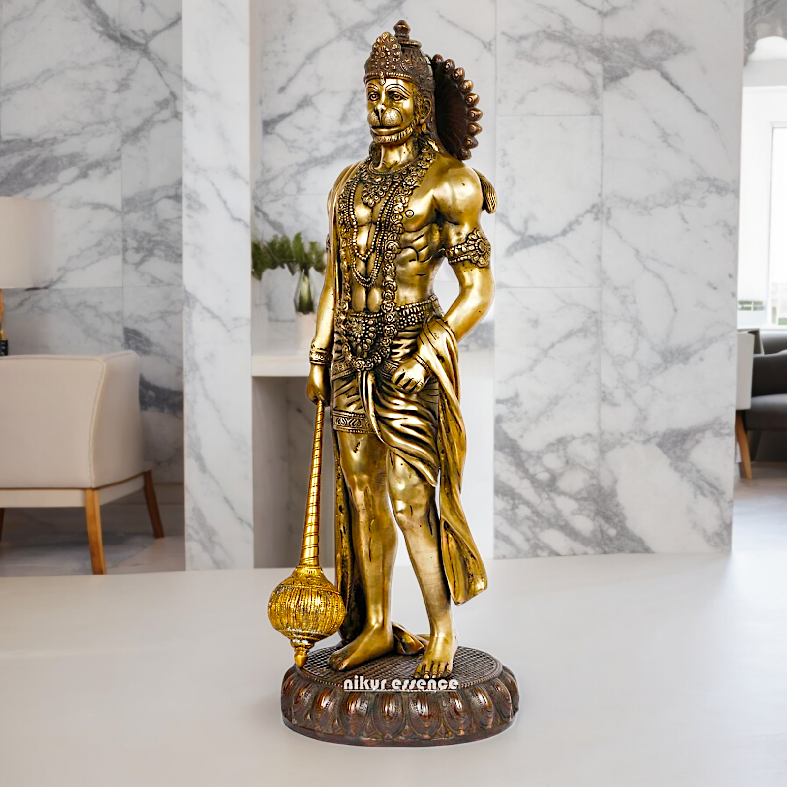 Large Brass Hanuman Monkey God Statue - 24 inches Nikuressence