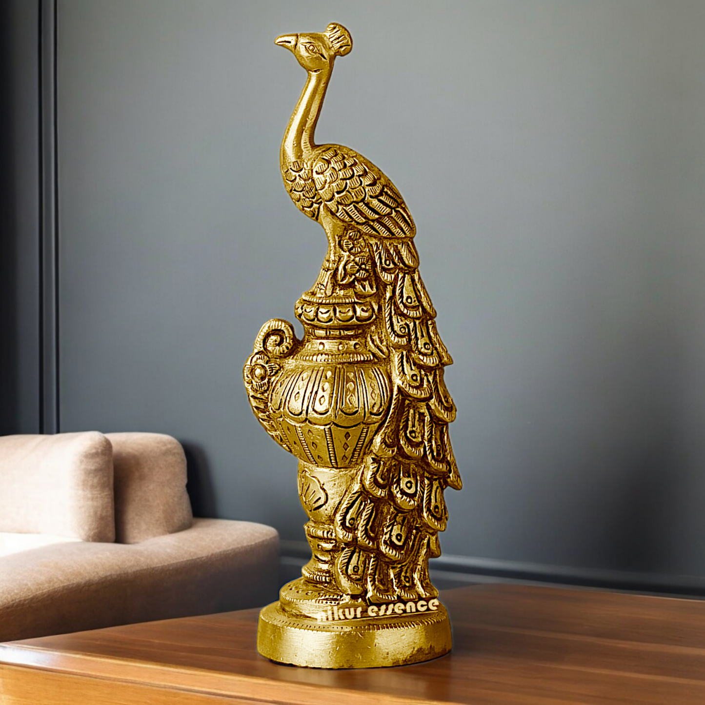 Solid Brass Beautiful Peacock Statue - 17.78 cm Nikuressence