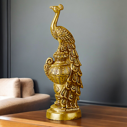 Solid Brass Beautiful Peacock Statue - 17.78 cm Nikuressence
