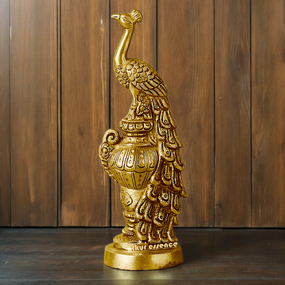 Solid Brass Beautiful Peacock Statue - 17.78 cm Nikuressence