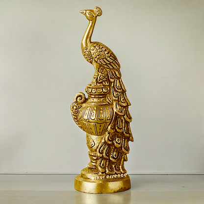 Solid Brass Beautiful Peacock Statue - 17.78 cm Nikuressence