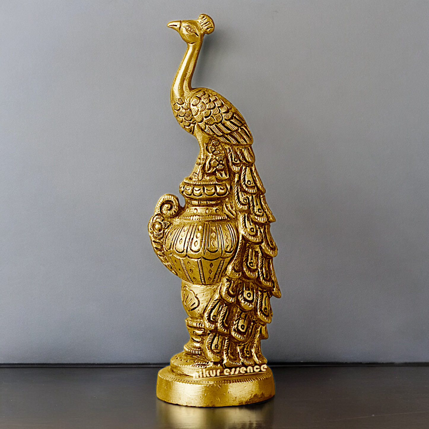 Solid Brass Beautiful Peacock Statue - 17.78 cm Nikuressence