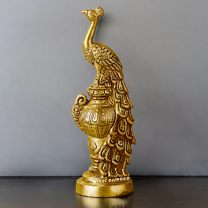 Solid Brass Beautiful Peacock Statue - 17.78 cm Nikuressence