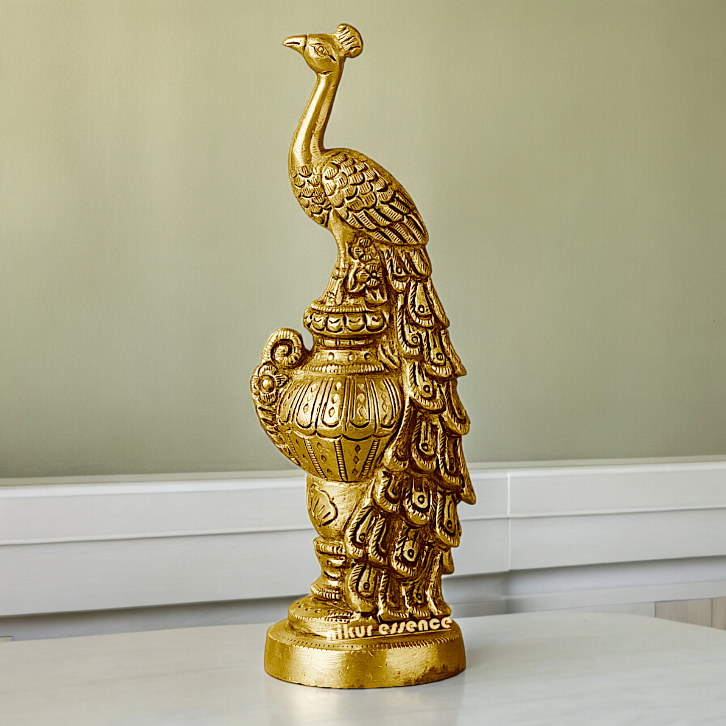 Solid Brass Beautiful Peacock Statue - 17.78 cm Nikuressence
