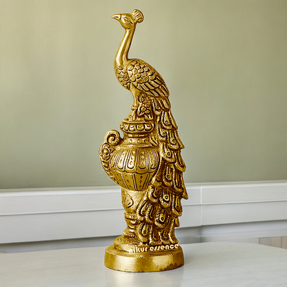 Solid Brass Beautiful Peacock Statue - 17.78 cm Nikuressence