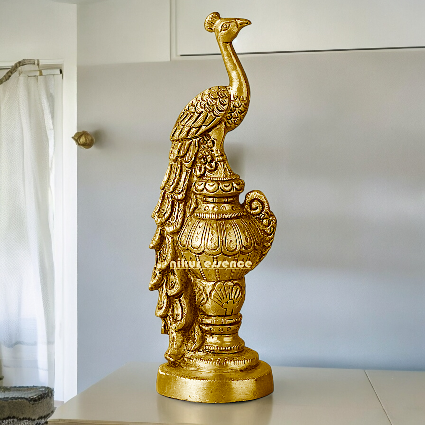 Solid Brass Beautiful Peacock Statue - 17.78 cm Nikuressence