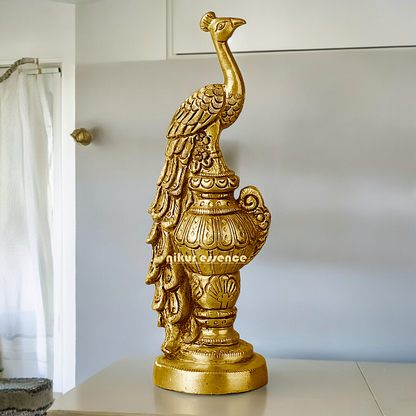 Solid Brass Beautiful Peacock Statue - 17.78 cm Nikuressence