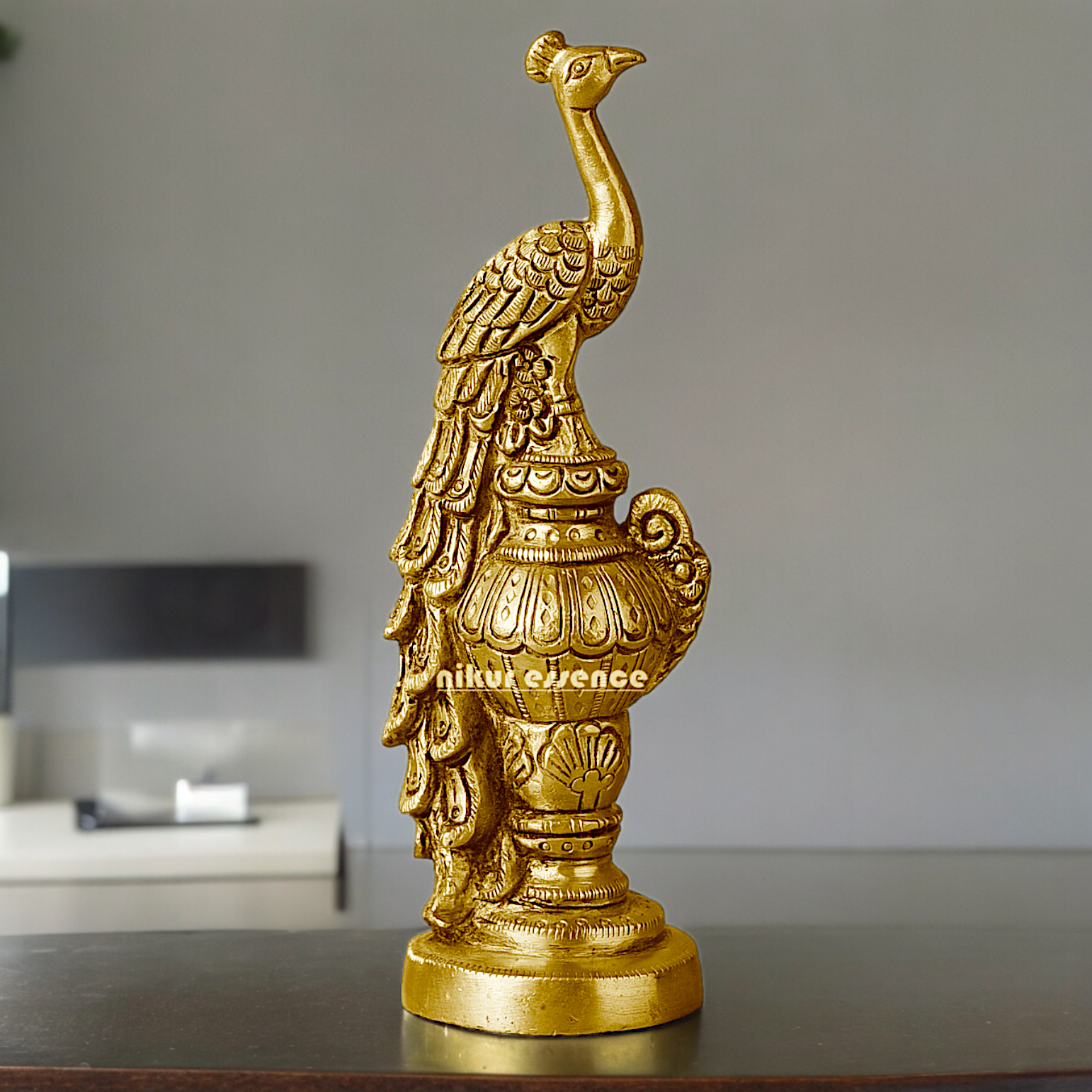 Solid Brass Beautiful Peacock Statue - 17.78 cm Nikuressence