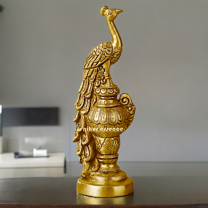 Solid Brass Beautiful Peacock Statue - 17.78 cm Nikuressence