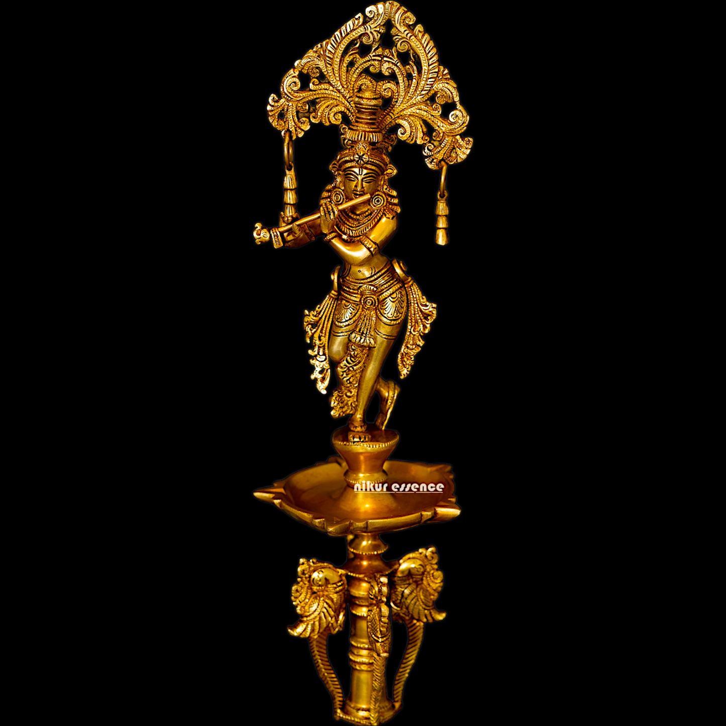 Solid Brass Krishna Stand Diya - 71 cm Nikuressence