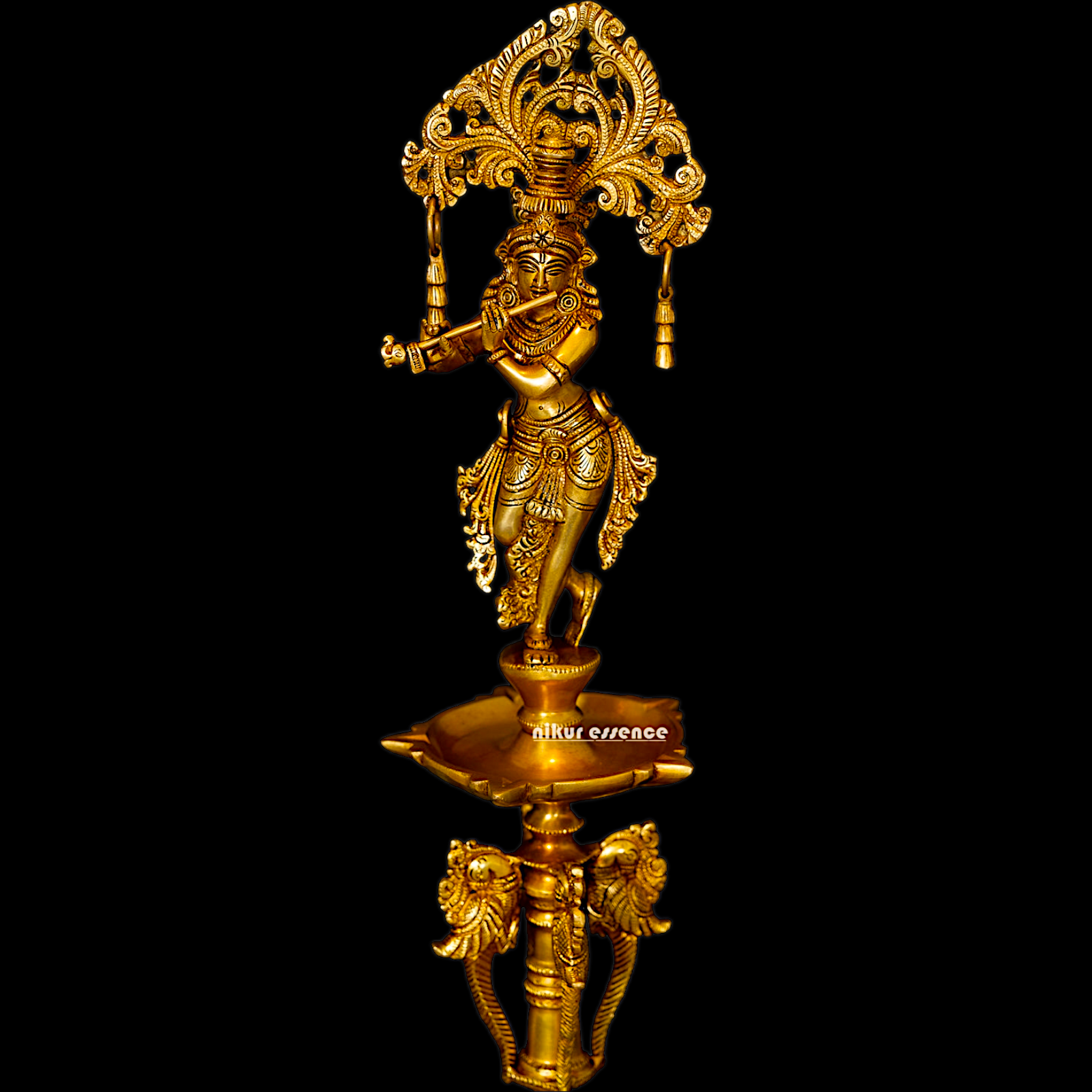 Solid Brass Krishna Stand Diya - 71 cm Nikuressence