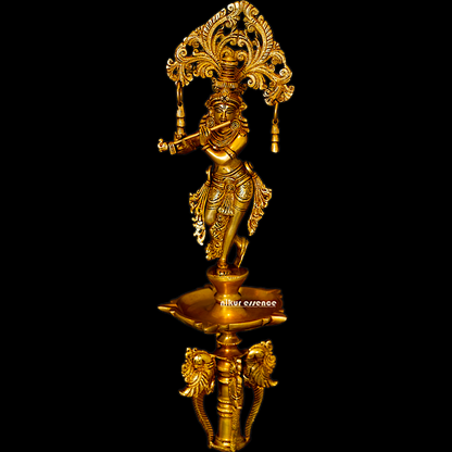 Solid Brass Krishna Stand Diya - 71 cm Nikuressence