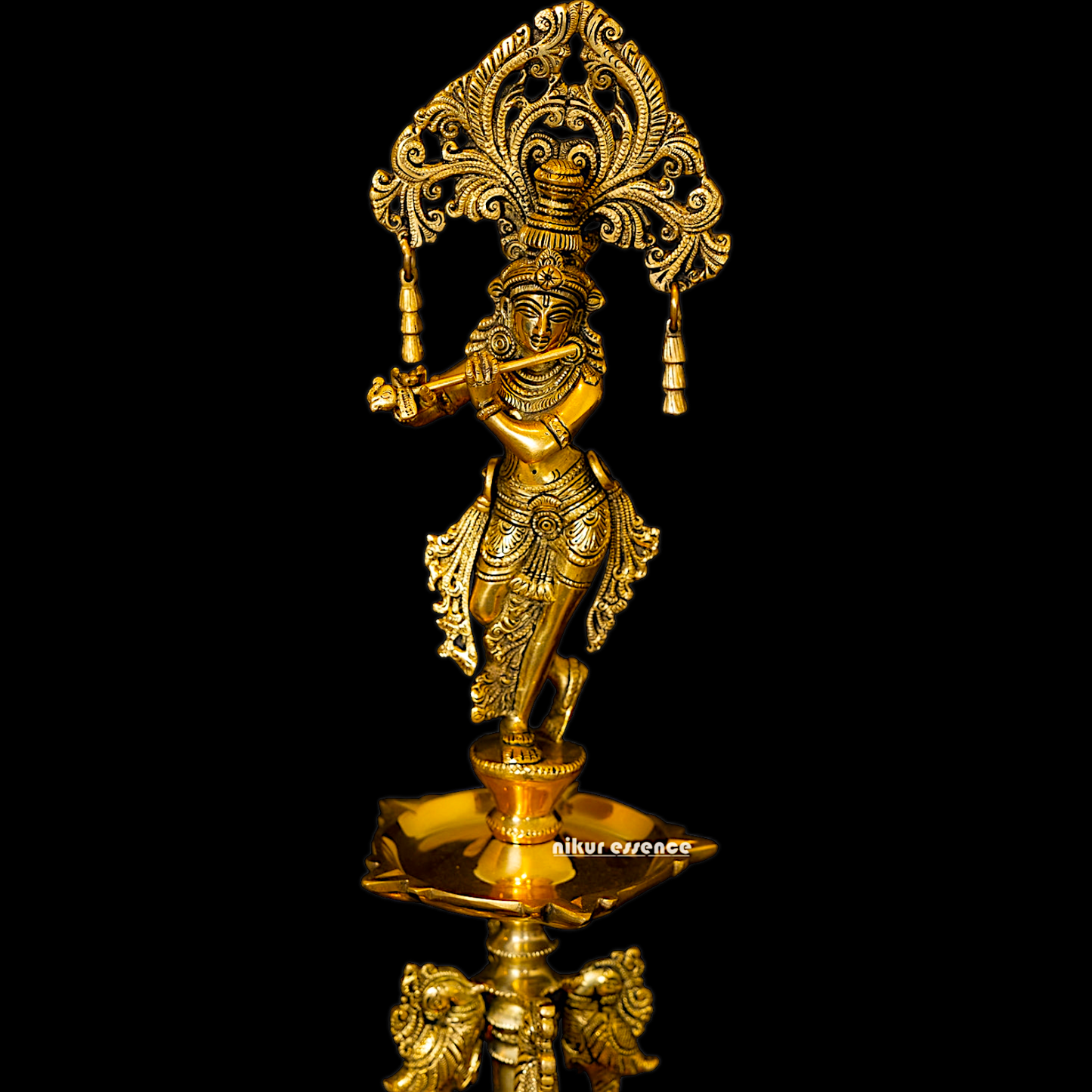 Solid Brass Krishna Stand Diya - 71 cm Nikuressence