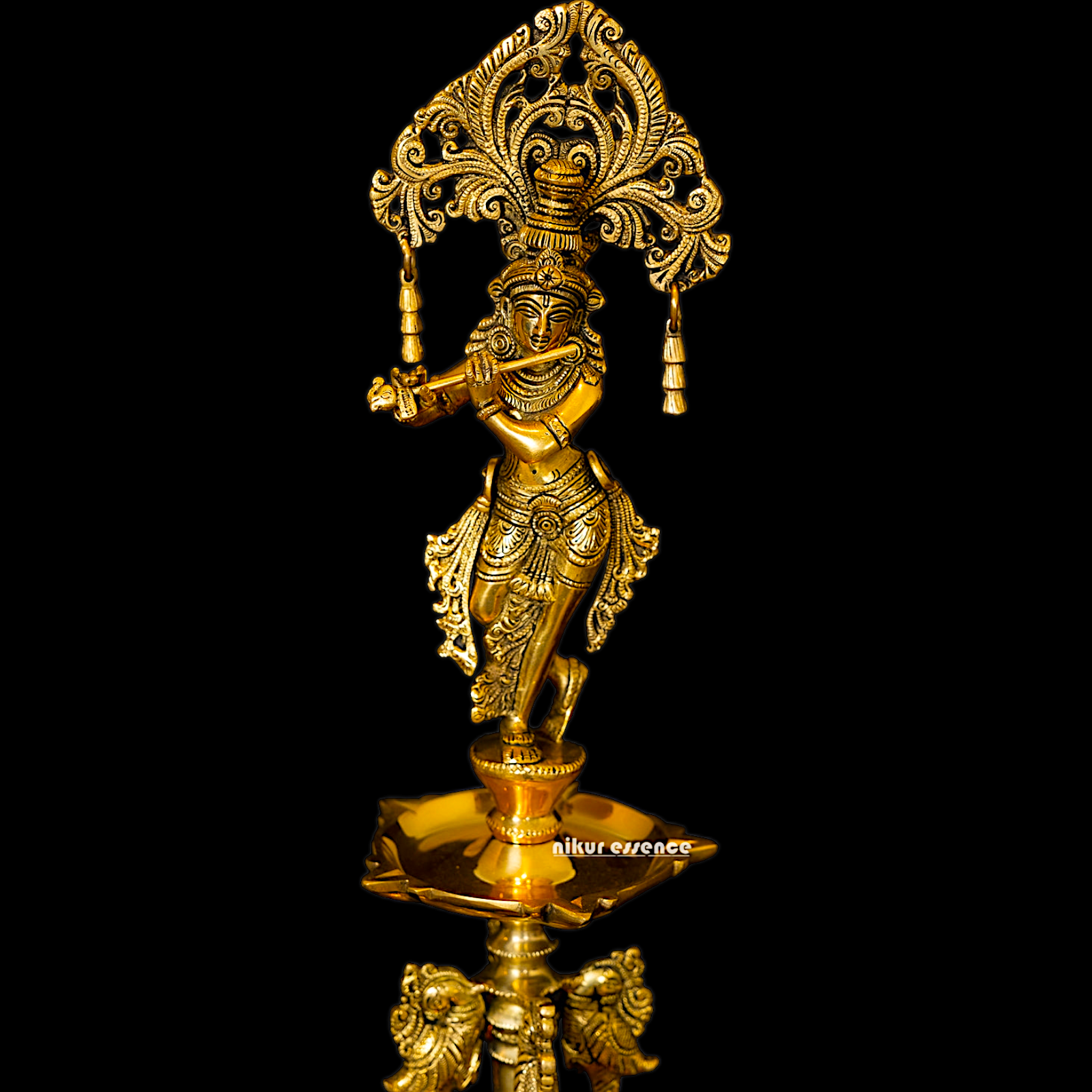 Solid Brass Krishna Stand Diya - 71 cm Nikuressence