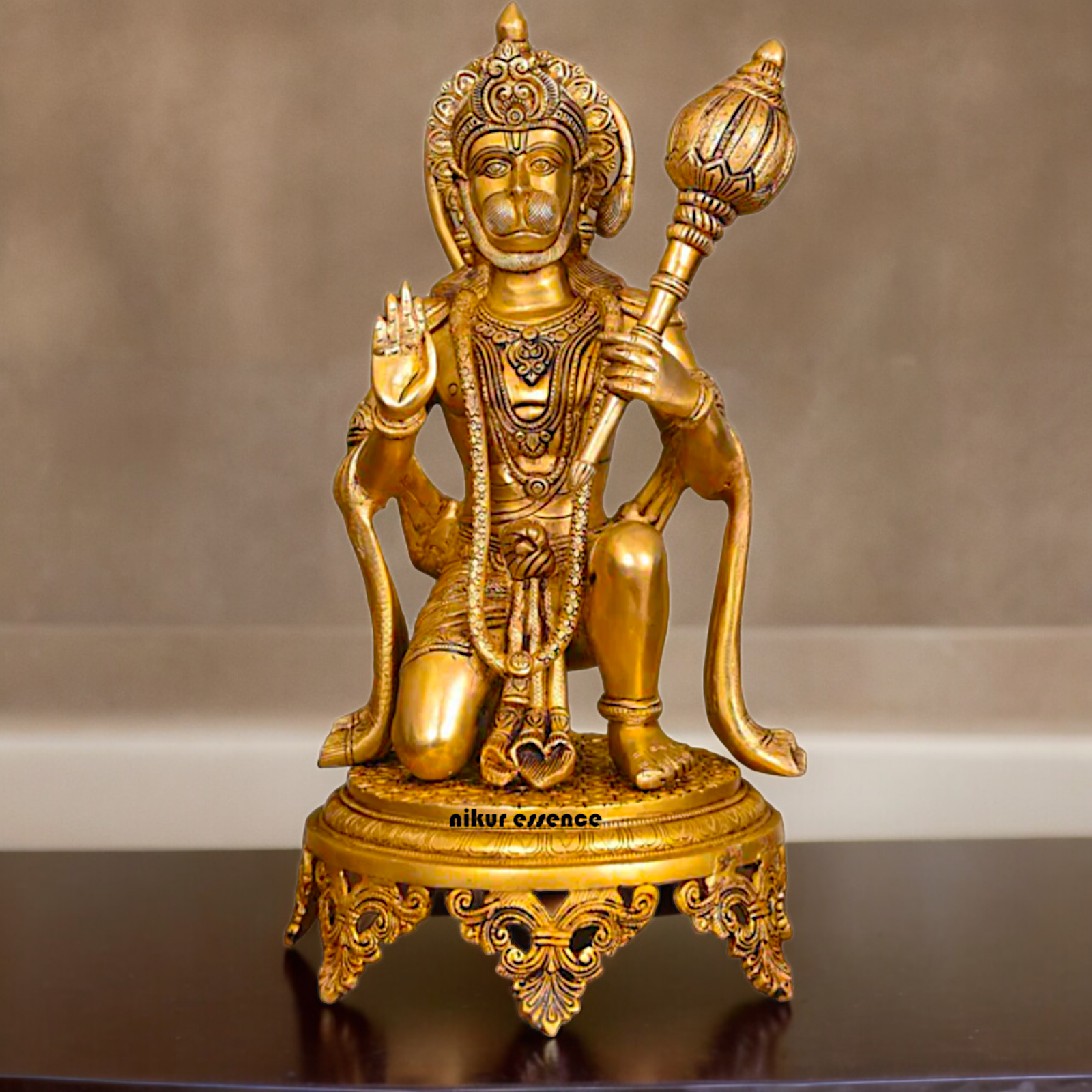 Large Solid Brass Hanuman Sitting Idol - 51 cm Nikuressence