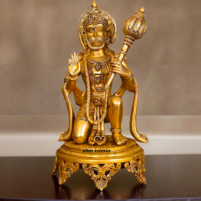 Large Solid Brass Hanuman Sitting Idol - 51 cm Nikuressence