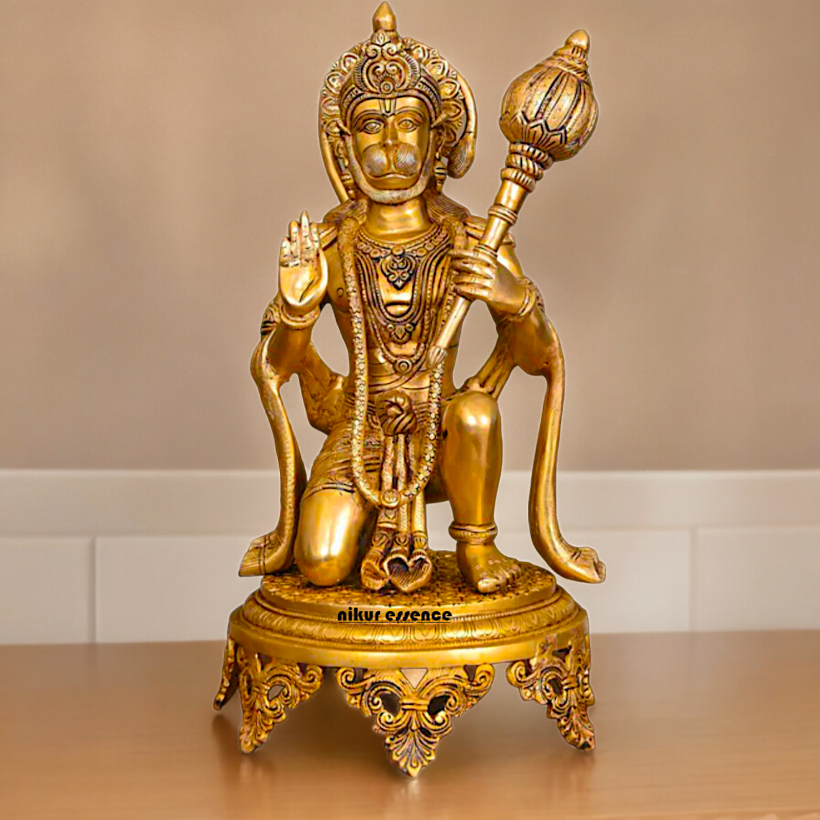 Large Solid Brass Hanuman Sitting Idol - 51 cm Nikuressence