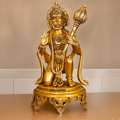 Large Solid Brass Hanuman Sitting Idol - 51 cm Nikuressence