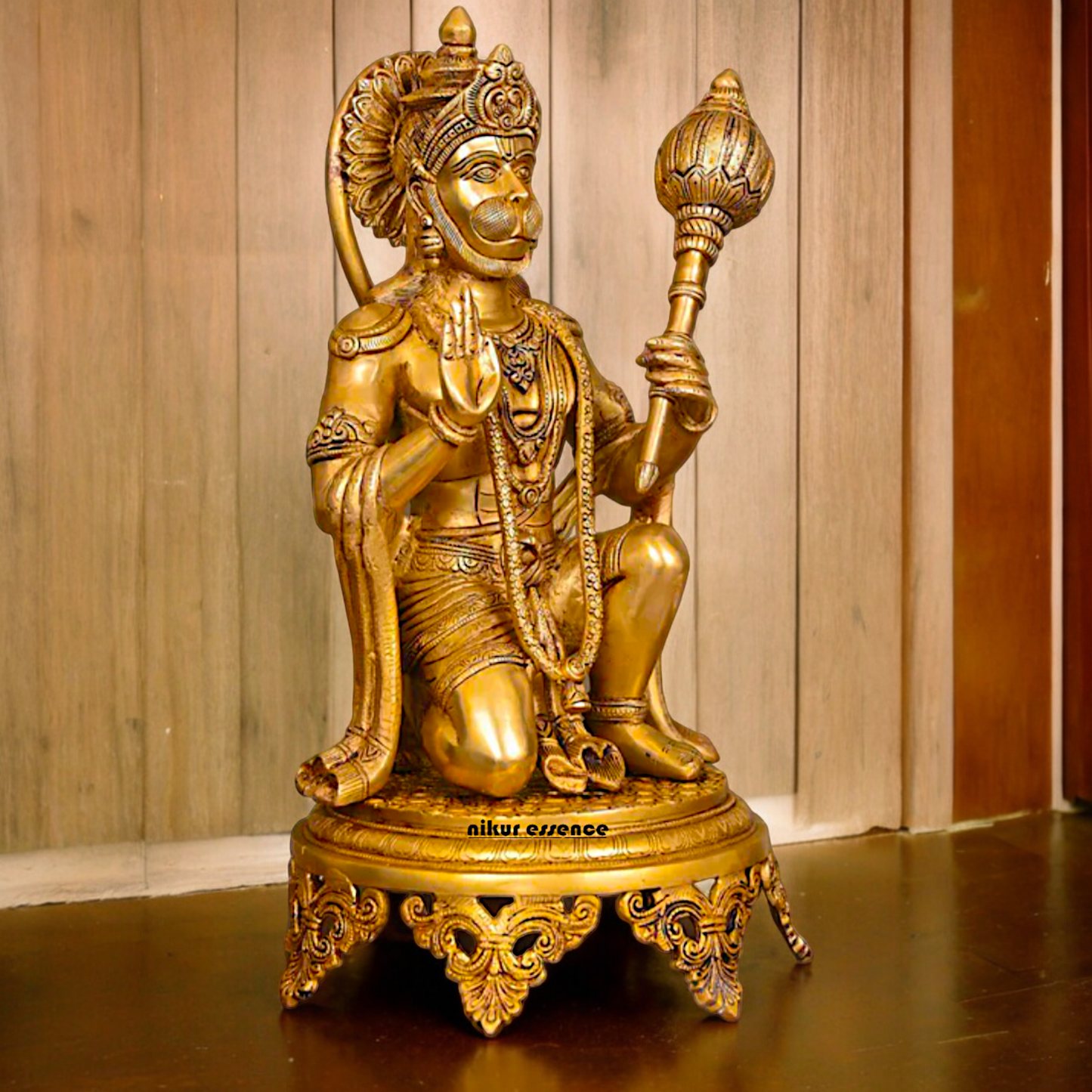 Large Solid Brass Hanuman Sitting Idol - 51 cm Nikuressence