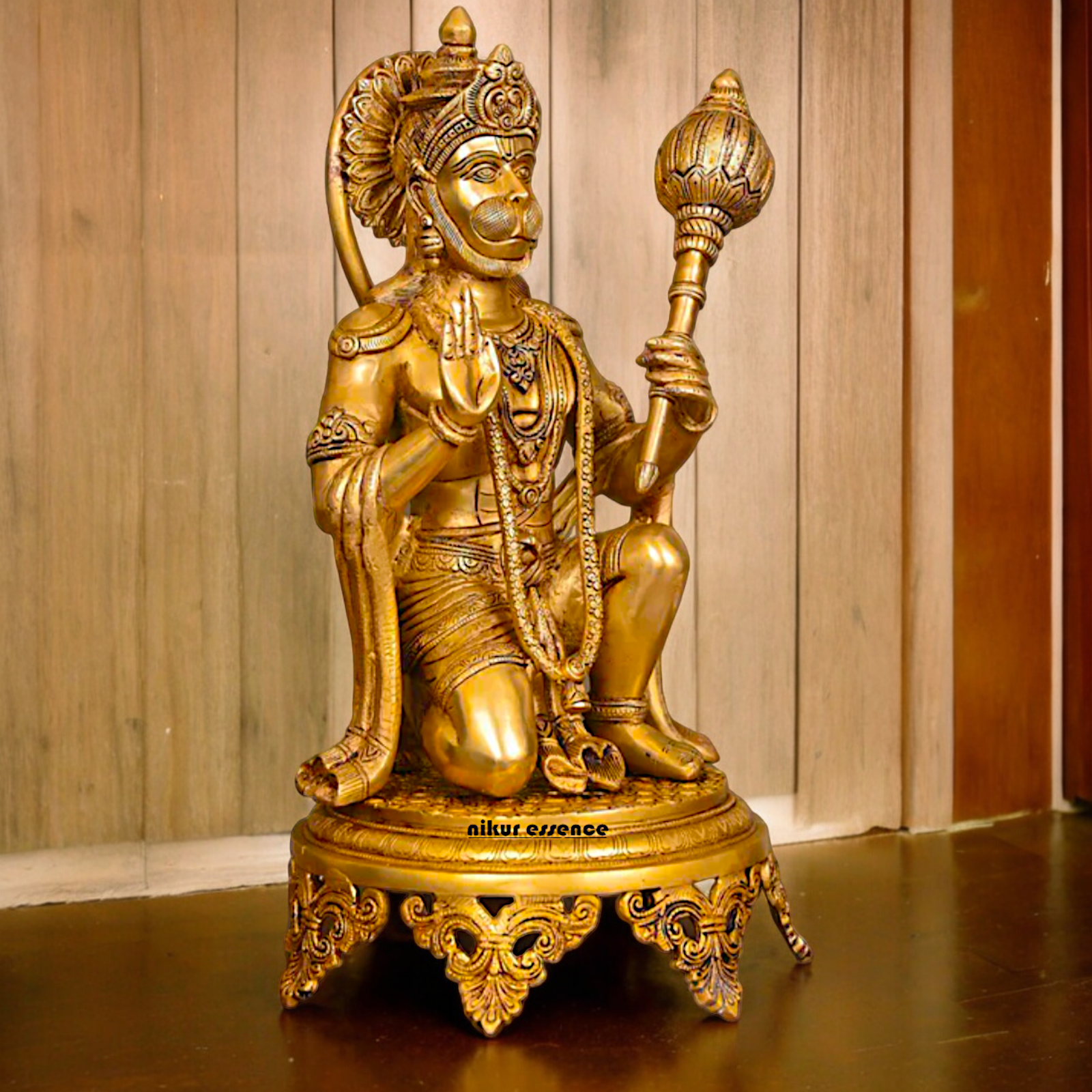 Large Solid Brass Hanuman Sitting Idol - 51 cm Nikuressence