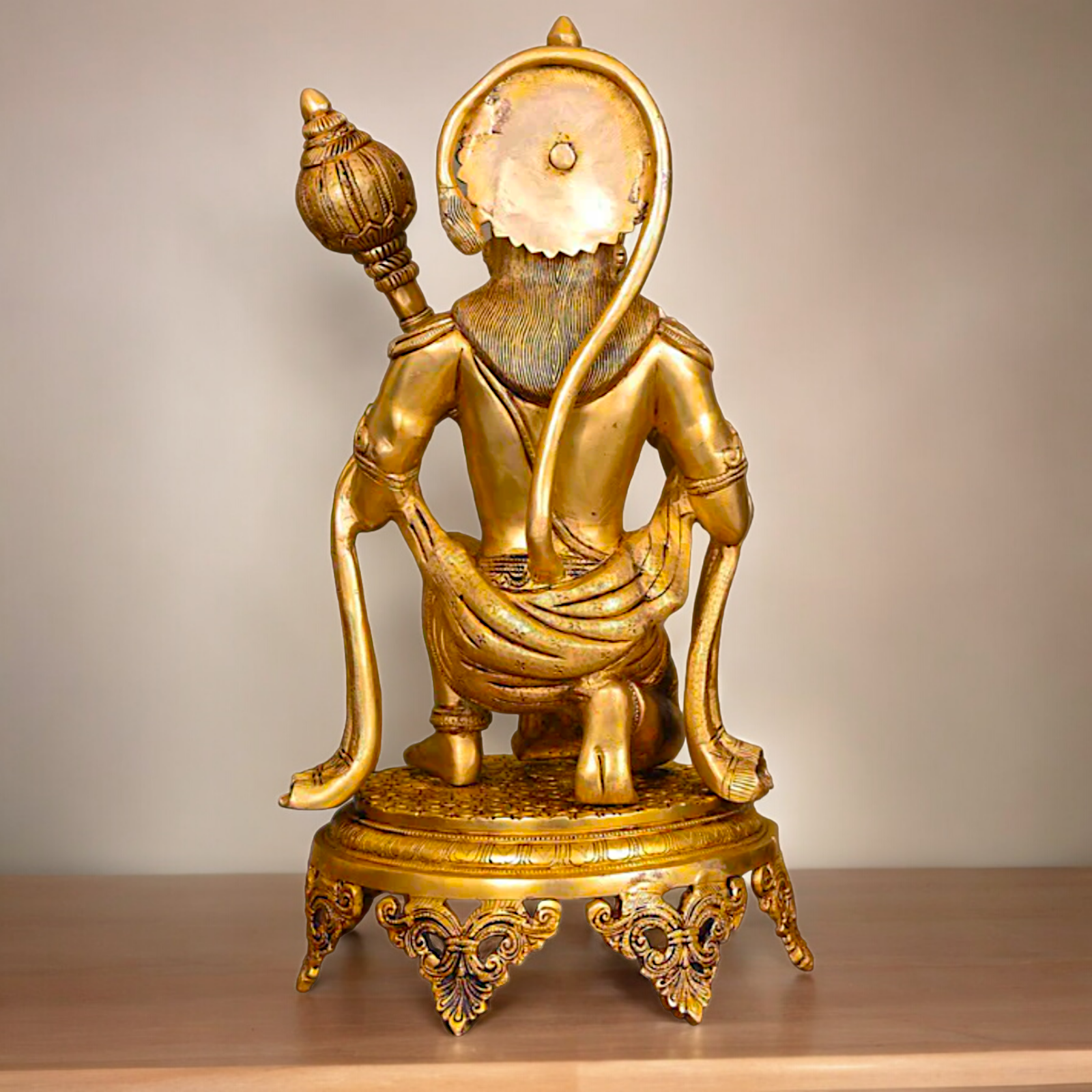 Large Solid Brass Hanuman Sitting Idol - 51 cm Nikuressence