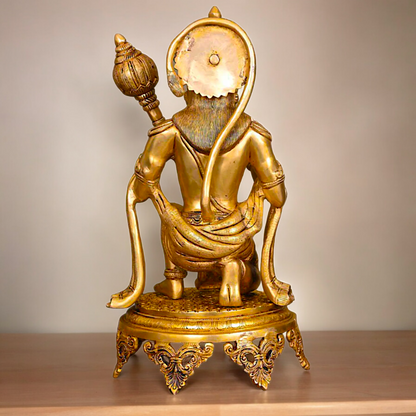 Large Solid Brass Hanuman Sitting Idol - 51 cm Nikuressence