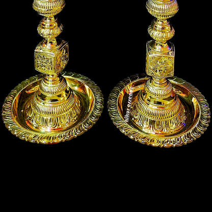 Shop Large Brass Pair Ganesha Diya Vilakku - 33 inches Nikuressence