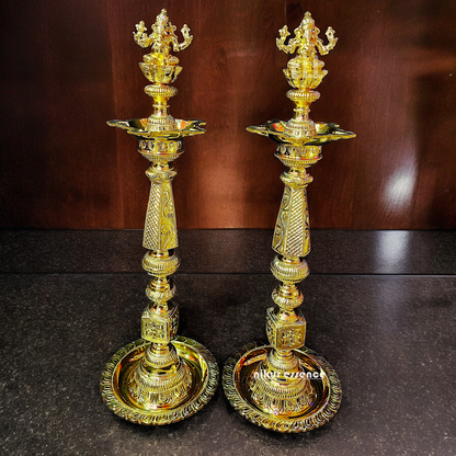 Shop Large Brass Pair Ganesha Diya Vilakku - 33 inches Nikuressence