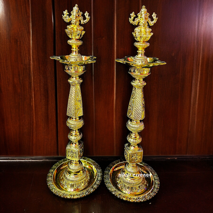 Shop Large Brass Pair Ganesha Diya Vilakku - 33 inches Nikuressence