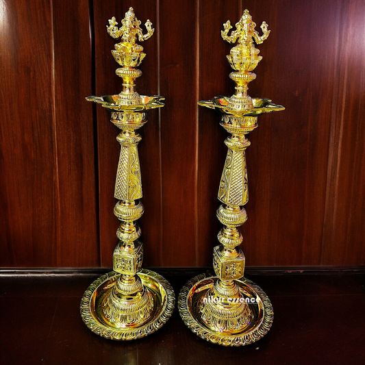 Shop Large Brass Pair Ganesha Diya Vilakku - 33 inches Nikuressence