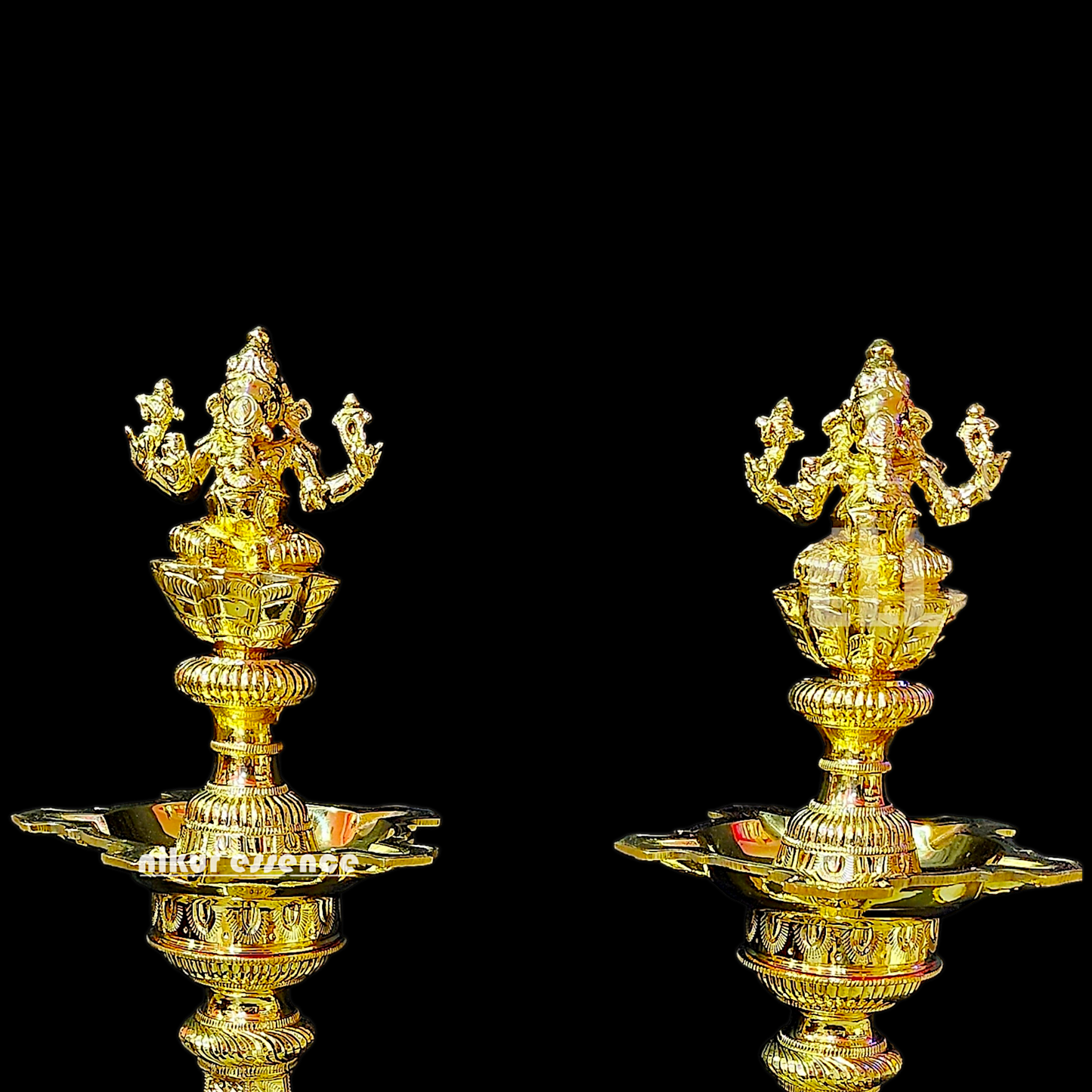 Shop Large Brass Pair Ganesha Diya Vilakku - 33 inches Nikuressence