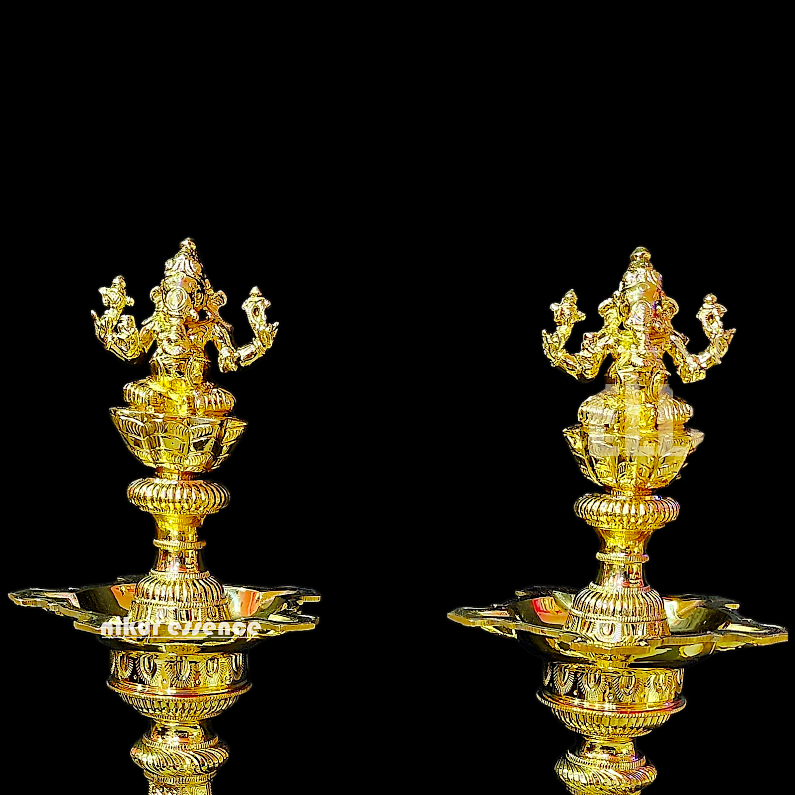 Shop Large Brass Pair Ganesha Diya Vilakku - 33 inches Nikuressence