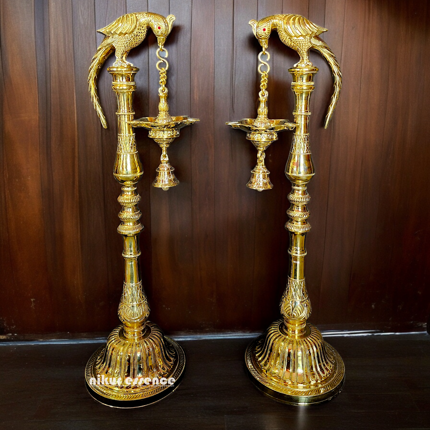 Shop Solid Brass Parrot Hanging diya Lamp - 32 inches Nikuressence