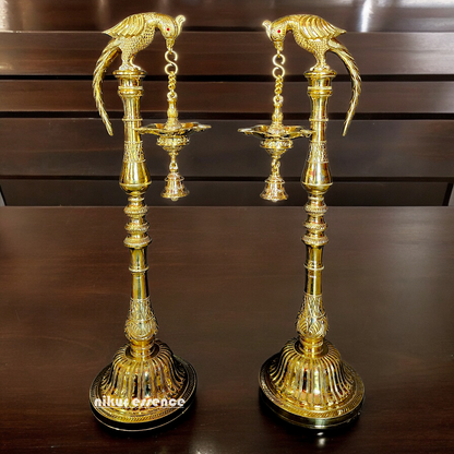 Shop Solid Brass Parrot Hanging diya Lamp - 32 inches Nikuressence