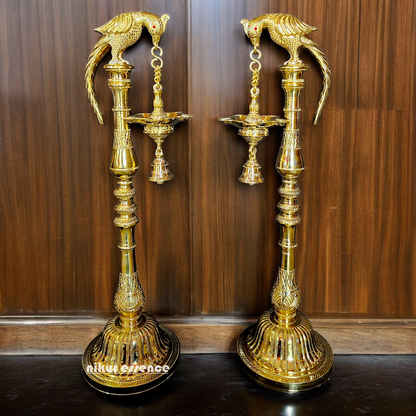 Shop Solid Brass Parrot Hanging diya Lamp - 32 inches Nikuressence