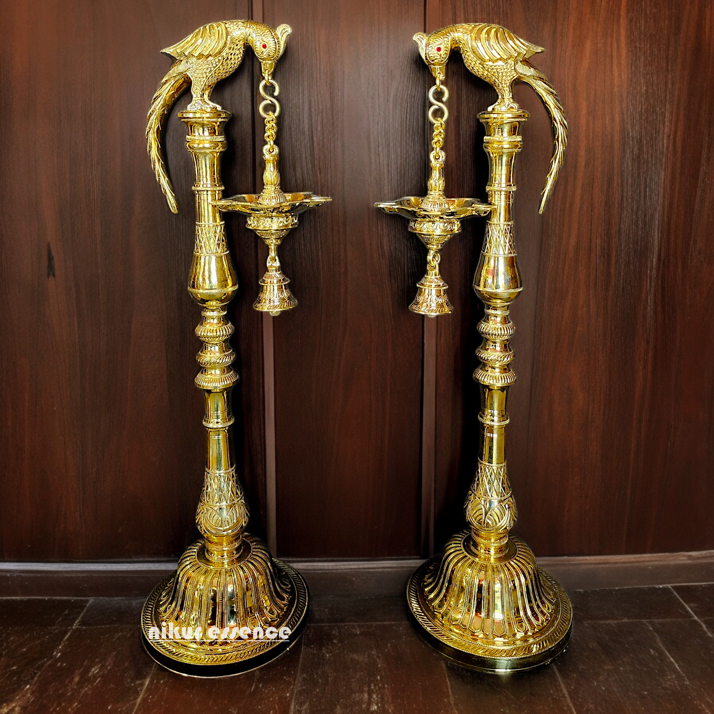 Shop Solid Brass Parrot Hanging diya Lamp - 32 inches Nikuressence